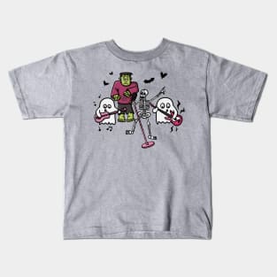 Halloween Band, Skeleton, Frankenstein, Ghosts, Music Cute Funny Digital Illustration Kids T-Shirt